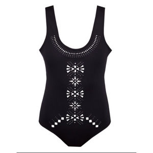 AMUSE SOCIETY Neoprene Scuba Laser Cut Swimsuit L
